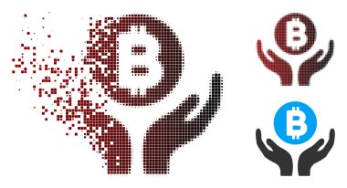 Harcanmış piksel noktalı resim Bitcoin destek eller simgesini