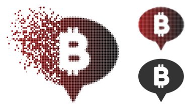 Kırık piksel noktalı resim Bitcoin afiş balon simgesi