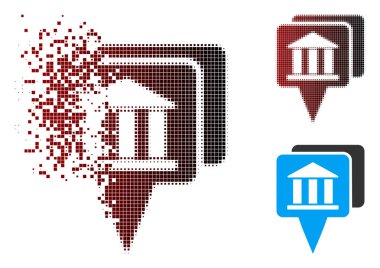 Kırık piksel yarı ton banka harita işaretçiler simgesi