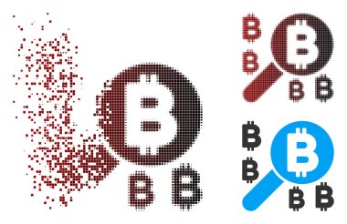 Dağınık piksel noktalı resim Bitcoin arama simgesi