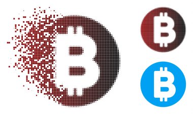 Dağınık piksel noktalı resim Bitcoin simgesi