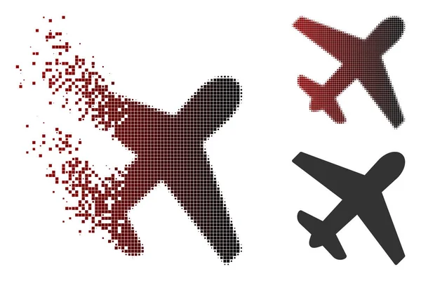 Icône d'avion de demi-teinte de pixel brillant — Image vectorielle