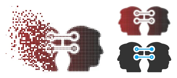 Icona di collegamento a due teste semitoni pixel disciolti — Vettoriale Stock