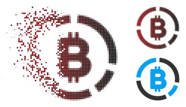 Işıltı piksel noktalı resim Bitcoin diyagram simgesi