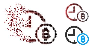 Piksel noktalı resim Bitcoin kredi saat simgesi dağılmakta