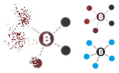 Parçalanmış piksel noktalı resim Bitcoin Net Yapı simgesi