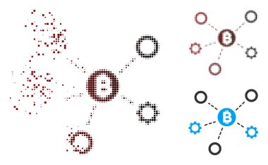Kırık piksel noktalı resim Bitcoin Ağ düğümleri simgesini