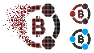 Hareketli piksel noktalı resim Bitcoin işbirliği simgesi