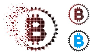 Kırık piksel noktalı resim Bitcoin madalya sikke simge