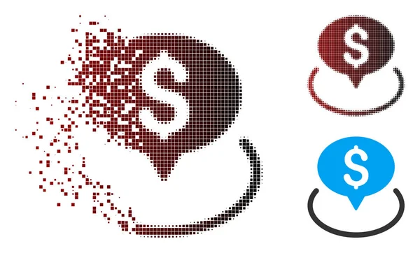 Decomposed Pixel Halftone Bank Ubicación Icono — Vector de stock