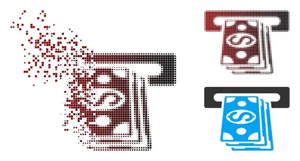 Verschwundenes Pixel-Halfone-Geldautomaten-Symbol — Stockvektor