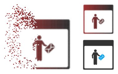 Harcanmış piksel yarı ton postacı takvim sayfası simgesi