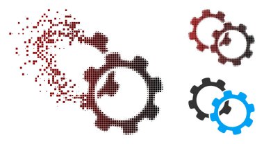 Ayrıştırılmış piksel yarı ton Gears simgesi