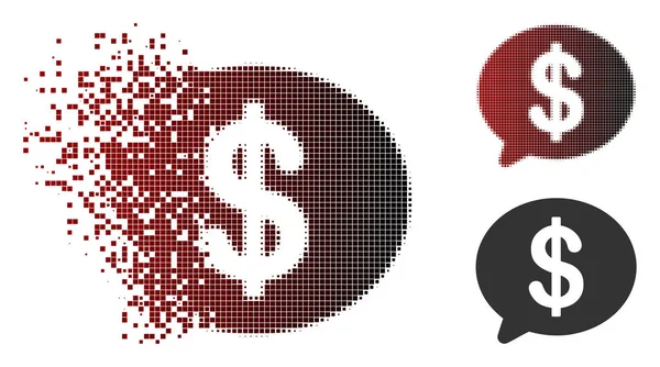 Pixel danificado Halftone Icon Mensagem Financeira — Vetor de Stock