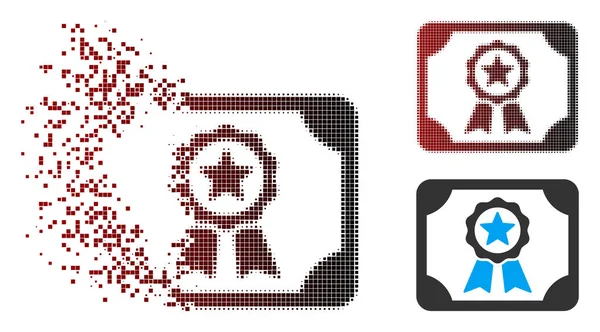 Icona del certificato mezzitoni pixel distrutto — Vettoriale Stock