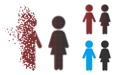 Toz piksel yarı ton çocuk çift simgesi