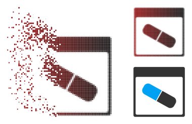 Kapsül takvim sayfası simgesini çözünmüş piksel yarı ton uyuşturucu