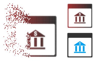 Eriterek piksel yarı ton banka binası takvim sayfası simgesi