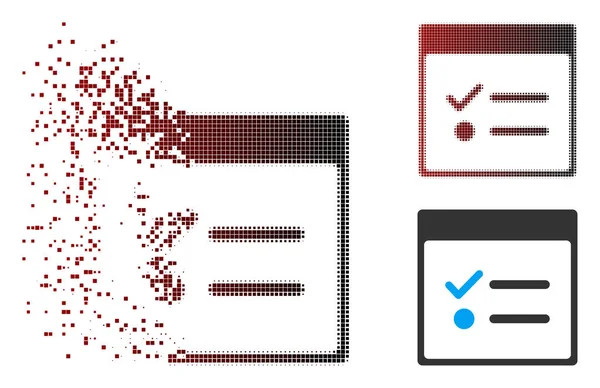 Verschieben von Pixel-Halbton-Todo-Elementen Kalenderseite-Symbol — Stockvektor