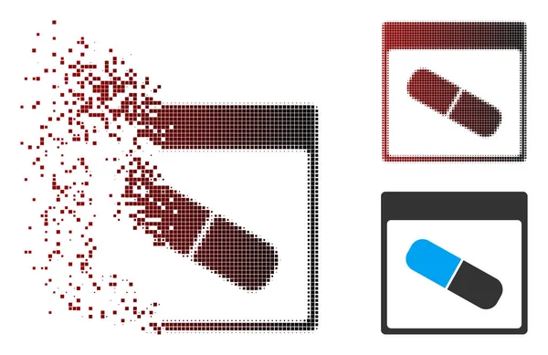 Kapsül takvim sayfası simgesini çözünmüş piksel yarı ton uyuşturucu