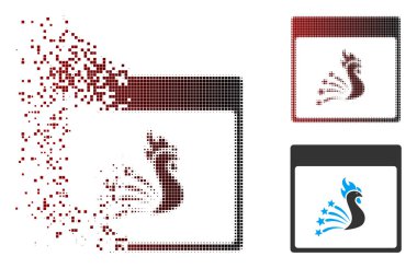 Kaybolan piksel yarı ton şenlikli horoz takvim sayfası simgesi