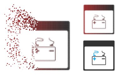 Harcanmış piksel yarı ton akümülatör takvim sayfası simgesi