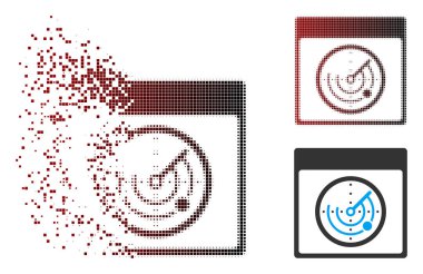 Işıltı piksel yarı ton Radar takvim sayfası simgesi