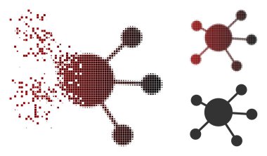Parçalanmış piksel yarı ton ağ bağlantıları simgesini