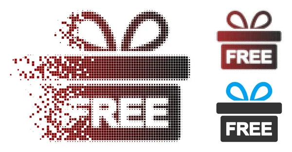 Icono de regalo gratis fragmentado Pixel Halftone — Vector de stock