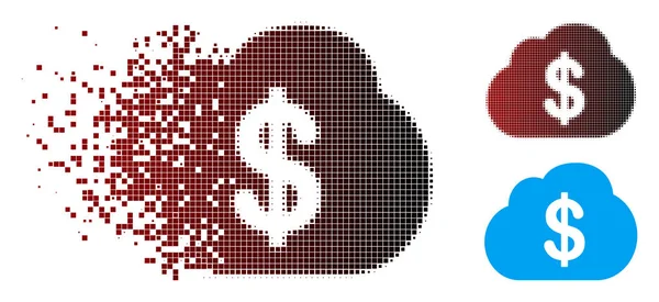 Pixel disperso Halftone Financial Cloud Icon — Vetor de Stock