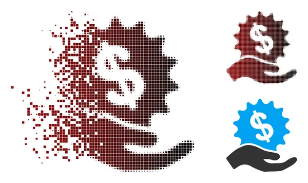 Pixel décomposé demi-teinte Offre financière Hand Icon — Image vectorielle