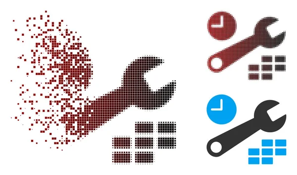 Funkeln Pixel halbfertiges Konfigurationssymbol für Datum und Uhrzeit — Stockvektor