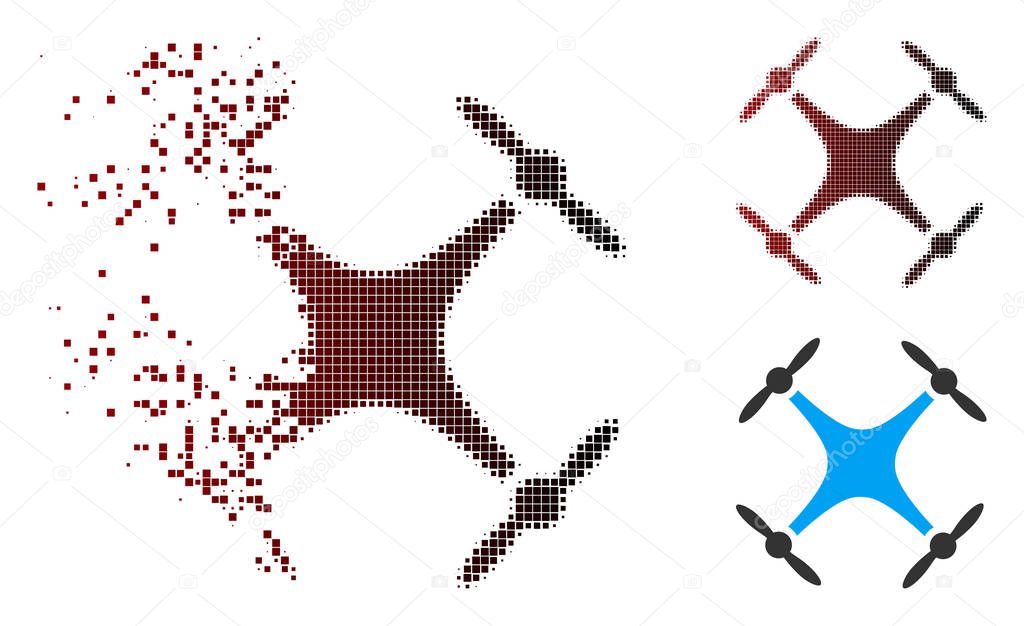 Destructed Pixel Halftone Quadcopter Icon