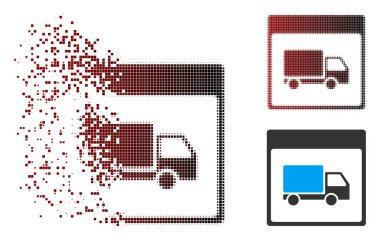 Parçalanmış piksel yarı ton sevk irsaliyesi kamyon takvim sayfası simgesi