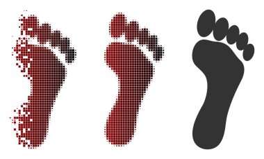 Ayrıştırılmış piksel yarı ton ayak izi simgesi