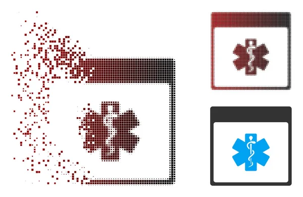 Piksel yarı ton tıbbi hayat yıldız takvim sayfası simgesini dağılmakta