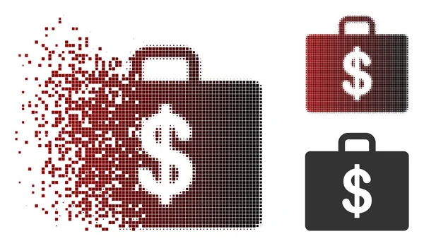 Gefragmenteerde Pixel Halftone Business Case pictogram — Stockvector