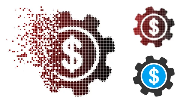 Sparkle Pixel Options de paiement demi-teinte Gear Icon — Image vectorielle