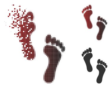 Çözünmüş piksel yarı ton ayak izleri simgesi