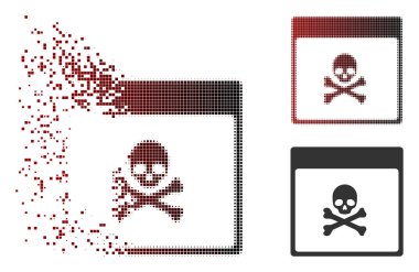 Eriterek piksel yarı ton zehirli kafatası takvim sayfası simgesi