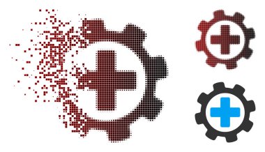 Rendelenmiş piksel yarı ton tıbbi ayarları simgesi