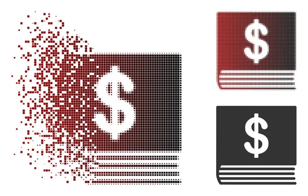 Vector Dollar Boekhoudkundige Boekpictogram Glans Korrelig Halftone Onbeschadigd Hele Varianten — Stockvector