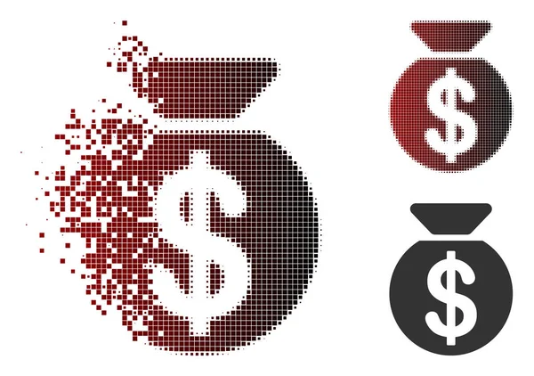 Pixel disuelto medio tono bolsa de dinero icono — Archivo Imágenes Vectoriales
