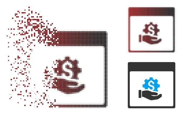Ayrıştırılmış piksel yarı ton Finansal Kalkınma el takvim sayfası simgesi — Stok Vektör