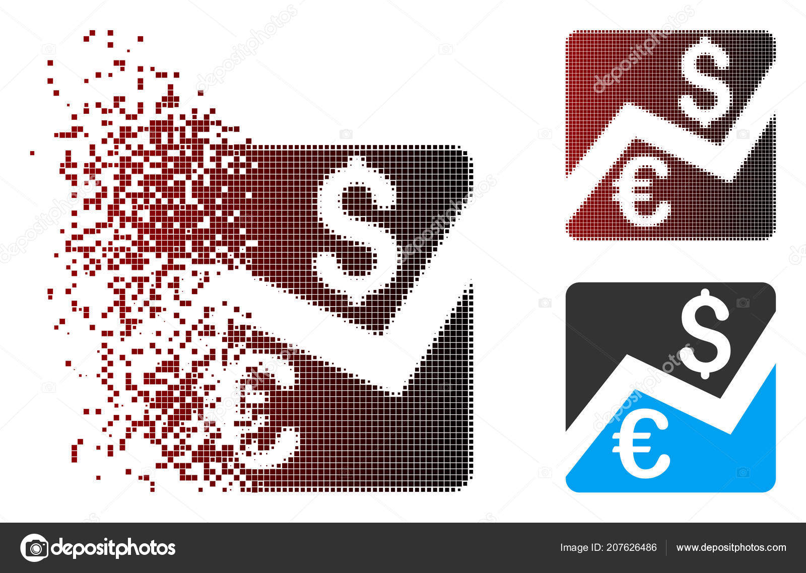 Fractured Pixel Halftone Forex Market Chart Icon Stock Vector - 