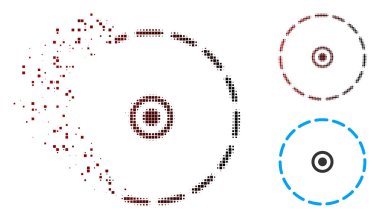 Parçalanmış piksel noktalı resim daire alanı simgesi