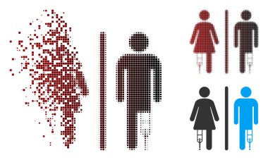 Kaybolan piksel yarı ton hasta Wc kişi simgesi