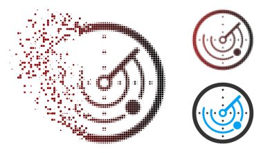 Piksel yarı ton Radar simgesi yuvarlak ışıltı