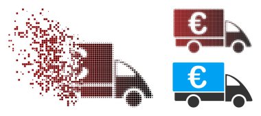 Parçalanmış piksel yarı ton Euro toplayıcı araba simgesi