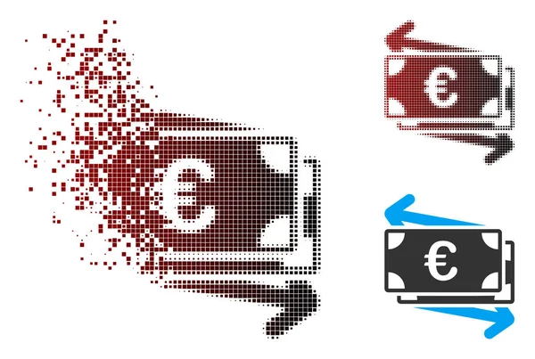 Damaged Pixel Halftone Euro Money Transfer Icon — Stock Vector